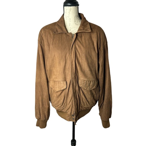 VINTAGE G-111 BROWN LEATHER BOMBER JACKET MEN'S SIZE L‎ GLOBAL IDENTITY LINED - Picture 1 of 7